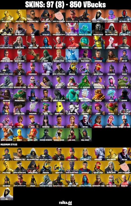 97 skins | Astroworld Cyclone | Fashion Accident Janky | Society Shield | Brain Freeze | Trophy Sack | Gummy Sack | A0673