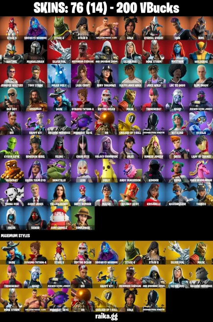 76 skins | Astroworld Cyclone | Lara Croft | Mandalorian | Take The Elf | Hot Marat | STAGE 5 | Sideways Warrior | A0683