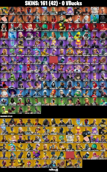 161 skins | Son Goku | Eren Jaeger | Joltara | Spider-Man | Championship Aura | Ronin (Cape) | Burning Ambition Valeria | A0696