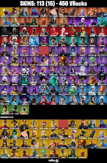 113 skins | Mandalorian | Spider-Man | Subzero Cryptic | Lina Scorch | Harbinger Armor Omegarok | Sideways Warrior | A0862