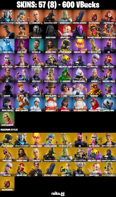 57 skins | Lara Croft | Mandalorian | Harbinger Armor Omegarok | Pastel Stryder | Aurelian | BLACK ETERNAL KNIGHT | A0908