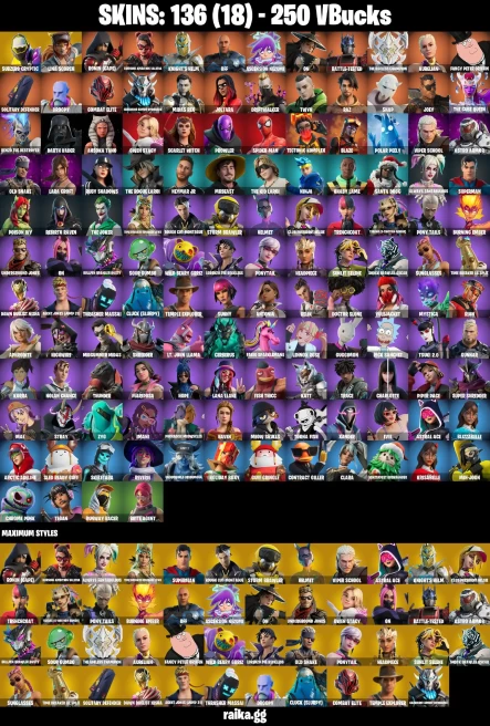 136 skins | Lara Croft | Joltara | Spider-Man | Subzero Cryptic | Lina Scorch | Ronin (Cape) | Burning Ambition Valeria | A0926