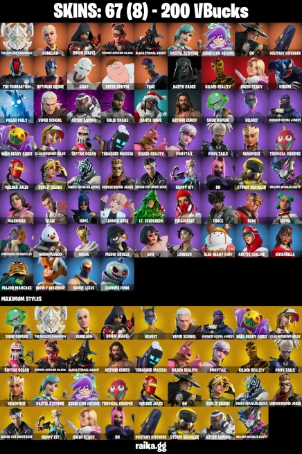 67 skins | Peter Griffin | The Ageless Champion | Aurelian | Ronin (Cape) | Burning Ambition Valeria | A0963