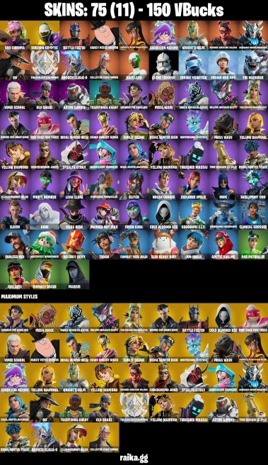 75 skins | Vivi Chroma | Subzero Cryptic | Battle-Tested | Fancy Peter Griffin | Magmatic Mizuki (Cover-up Off) | A1097
