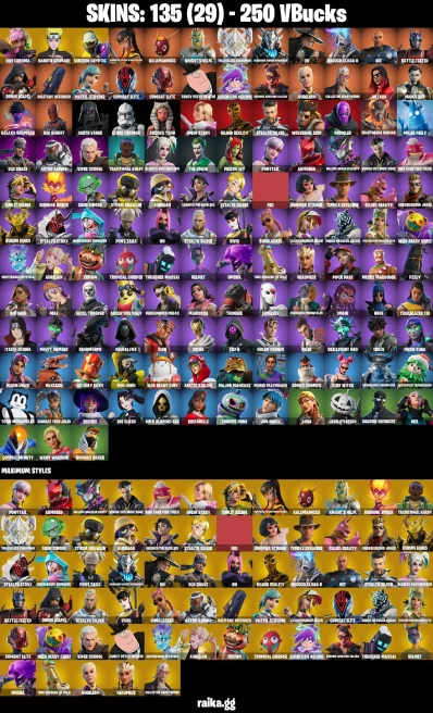 135 skins | Skull Trooper | Itachi Uchiha | Naruto Uzumaki | Joltara | Vivi Chroma | Subzero Cryptic | A1148