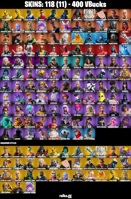 118 skins | Lara Croft | Gold Midas | Gold Brutus | Joltara | Mandalorian | Spider-Man | Hot Marat | Point Patroller | A1242
