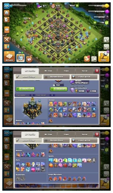 M12【Th 17 Full Max】3 Hero Max◆9 Epic Equipment Near Max◆Builder Apprentice 7◆BH 10 Max◆ATB 5598
