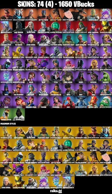 74 skins | Eren Jaeger | Burning Ambition Valeria | Harbinger Armor Omegarok | Collector Kado Thorne | Battle-Tested | A1330