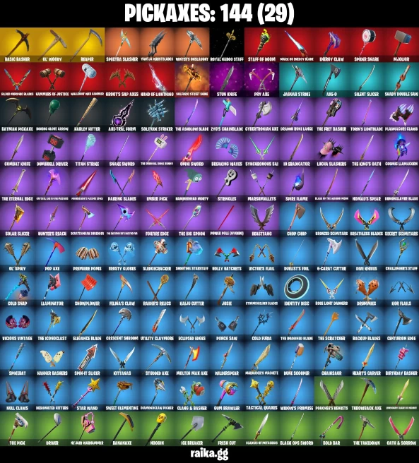 156 skins | John Wick | Lara Croft | Skull Trooper | Ghoul Trooper | Son Goku | Sasuke Uchiha | Eren Jaeger | Spider-Man | A1347