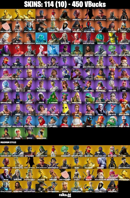 114 skins | Gold Midas | Gold Brutus | Spider-Man | Take The Elf | Hot Marat | Gold Meowscles | Battle-Tested | STAGE 5 | A1358