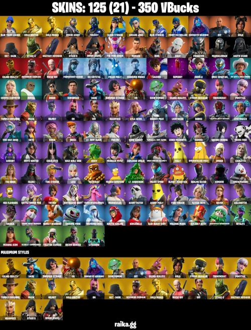 125 skins | Arcane Jinx | Chun-Li | Gold Midas | Gold Brutus | Sasuke Uchiha | Rogue Agent | Mandalorian | Take The Elf | A1366