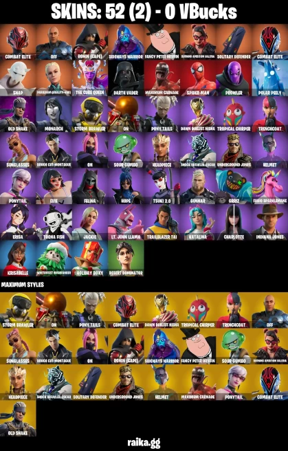78 skins | Spider-Man | Combat Elite | off | Ronin (Cape) | Sideways Warrior | Fancy Peter Griffin | A1473