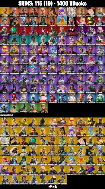 154 skins | Eren Jaeger | Joltara | Spider-Man (Miles Morales) | Black Adam | Collector Kado Thorne | Battle-Tested | A1608