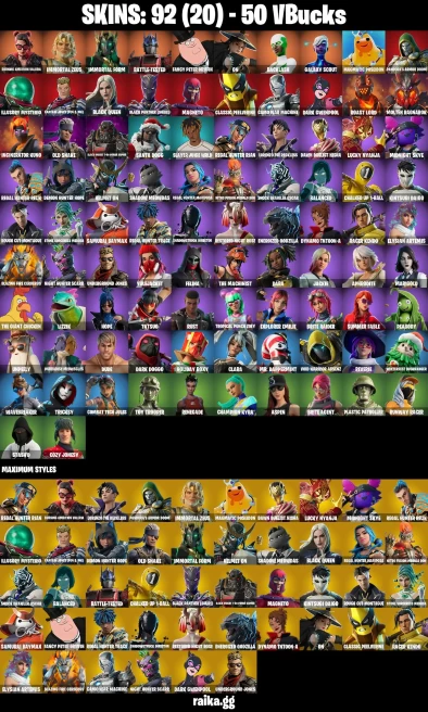 92 skins | Burning Ambition Valeria | Immortal Zeus | Immortal Form | Battle-Tested | Fancy Peter Griffin | On | A1619