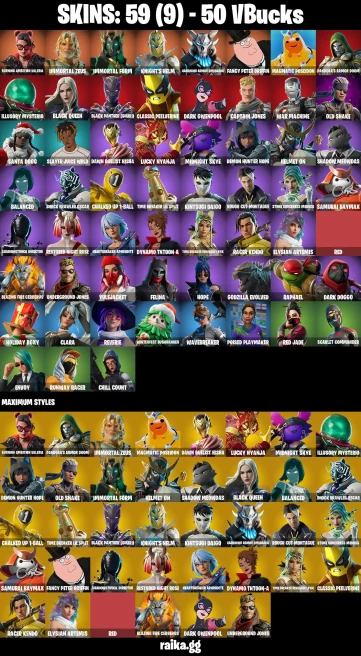 59 skins | Burning Ambition Valeria | Immortal Zeus | Immortal Form | Knight's Helm | Harbinger Armor Omegarok | A1639