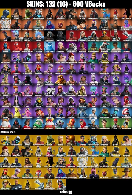 132 skins | Lara Croft | Son Goku | Mandalorian | Spider-Man | Take The Elf | Hot Marat | Tart Tycoon | STAGE 8 | A1644