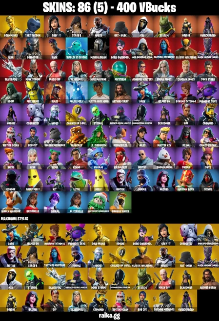 86 skins | Gold Midas | Mandalorian | Take The Elf | Hot Marat | Tart Tycoon | GREY | STAGE 8 | WHITE | HAT - DARK | XEV | A1658