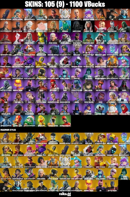 105 skins | Eren Jaeger | Peter Griffin | Solitary Defender | Pastel Stryder | Rococo Cloak-o | Knight's Helm | A1664