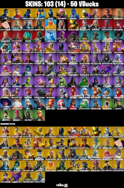 103 skins | Renegade Raider | Hot Marat | Fixer | Prodigy | Carbon Commando | Cloud Striker | Sultura | Vivi Chroma | A1679