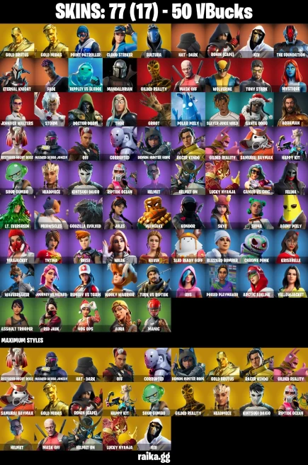 77 skins | Gold Midas | Gold Brutus | Mandalorian | Point Patroller | Cloud Striker | Sultura | HAT - DARK | A1687