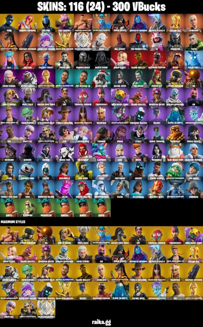 116 skins | Ghoul Trooper | Renegade Raider | Joltara | Raider's Revenge | Mandalorian | Fixer | Dummy Supreme | Sultura | A1711