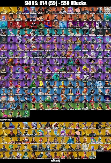214 skins | Astroworld Cyclone | Lara Croft | Gold Midas | Gold Brutus | Son Goku | Eren Jaeger | Joltara | A1757