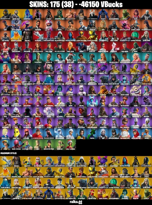 175 skins | John Wick | Chun-Li | Lara Croft | Orange Justice | Rogue Agent | Take The Elf | Hot Marat | A1766