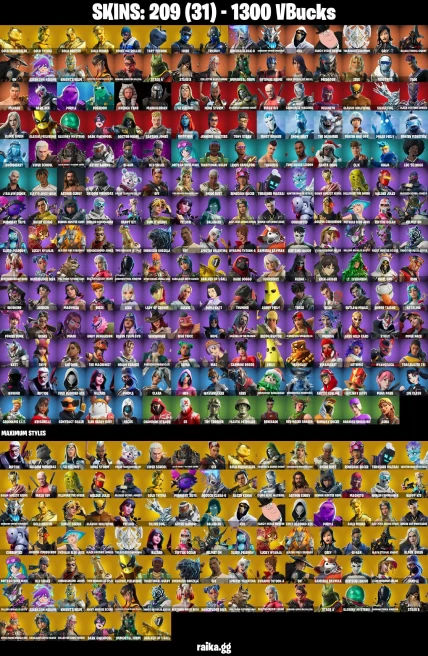 209 skins | Gold Midas | Gold Brutus | Eren Jaeger | Mandalorian | Take The Elf | Gold Meowscles | Gold TNTina | A2012