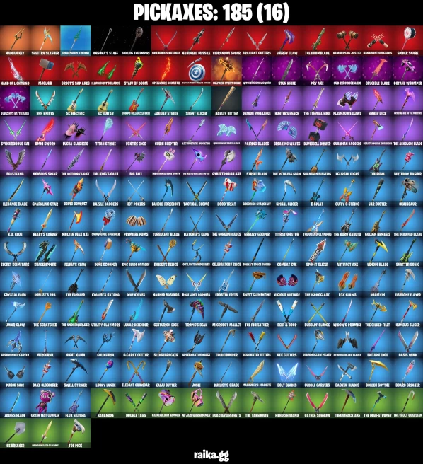 91 skins | Astroworld Cyclone | Lara Croft | Itachi Uchiha | Eren Jaeger | Mandalorian | Pastel Stryder | Rococo Cloak-o | A2017