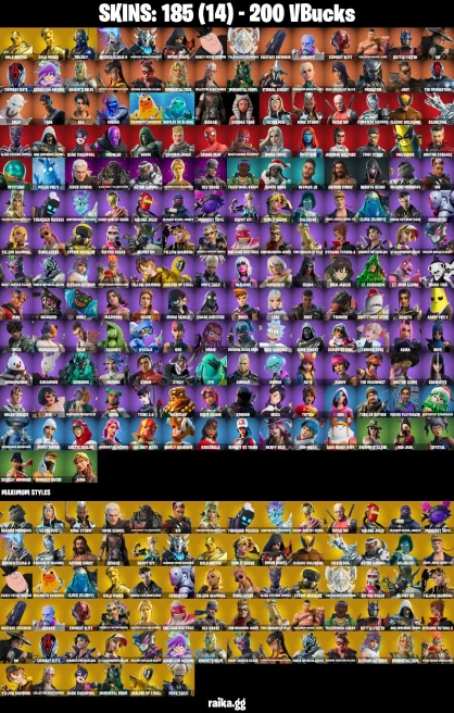 185 skins | Gold Midas | Gold Brutus | Eren Jaeger | Spider-Man | Trilogy | Rococo Cloak-o | Harbinger Armor Omegarok | A2021