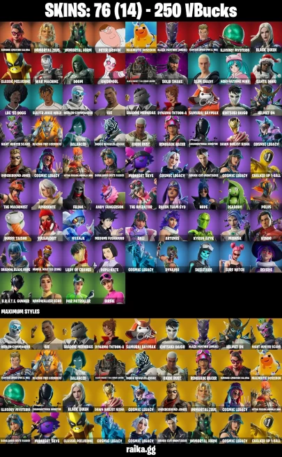 76 skins | Peter Griffin | Burning Ambition Valeria | Immortal Zeus | Immortal Form | Magmatic Poseidon | A2023