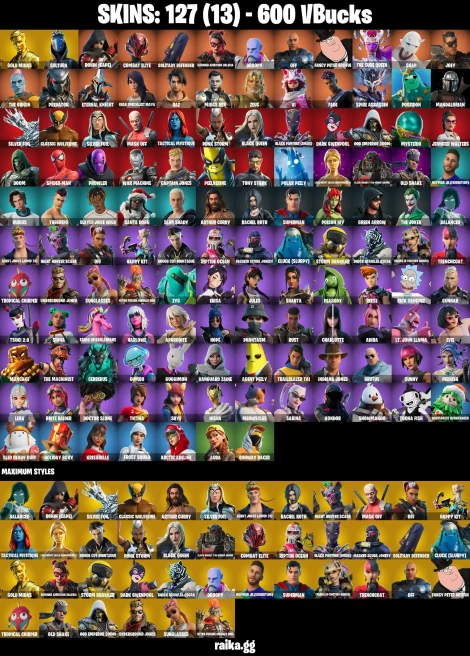 127 skins | Gold Midas | Mandalorian | Spider-Man | Sultura | Ronin (Cape) | Combat Elite | Solitary Defender | A2031