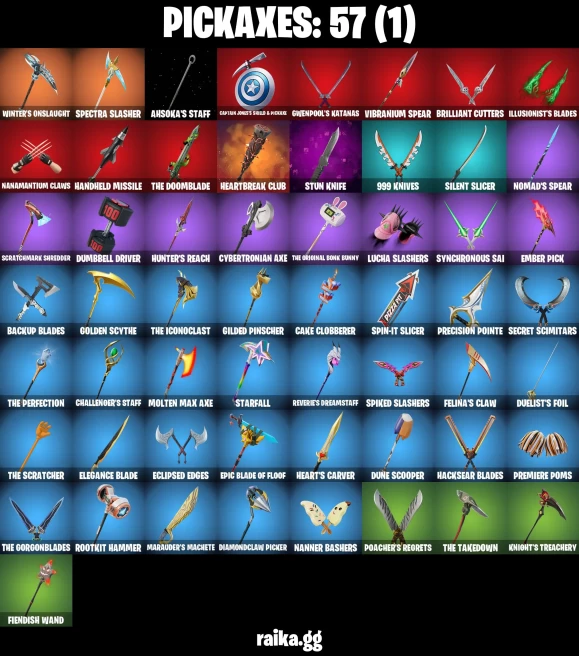 56 skins | Fancy Peter Griffin | On | Burning Ambition Valeria | Harbinger Armor Omegarok | Knight's Helm | Kado Thorne | A2130