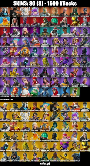 80 skins | Harbinger Armor Omegarok | On | The Ageless Champion | Ascension Nezumi | Knight's Helm | Immortal Zeus | A2167