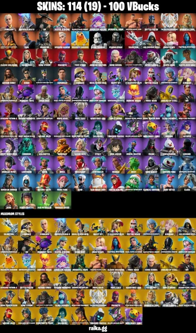 114 skins | Astroworld Cyclone | Eren Jaeger | Mandalorian | Aurelian | Rococo Cloak-o | On | Pastel Stryder | A2189