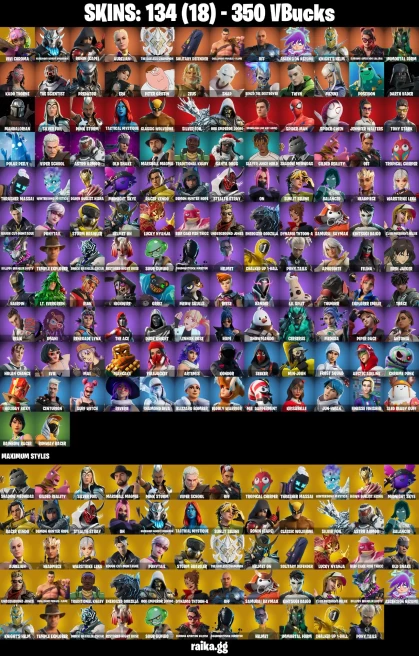 134 skins | Eren Jaeger | Peter Griffin | Mandalorian | Mizuki | Spider-Man | Hot Marat | Spider-Man (No Way Home) | A2194