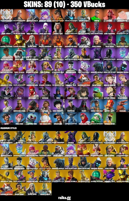 89 skins | Eren Jaeger | Peter Griffin | The Ageless Champion | Collector Kado Thorne | Rococo Cloak-o | A2221