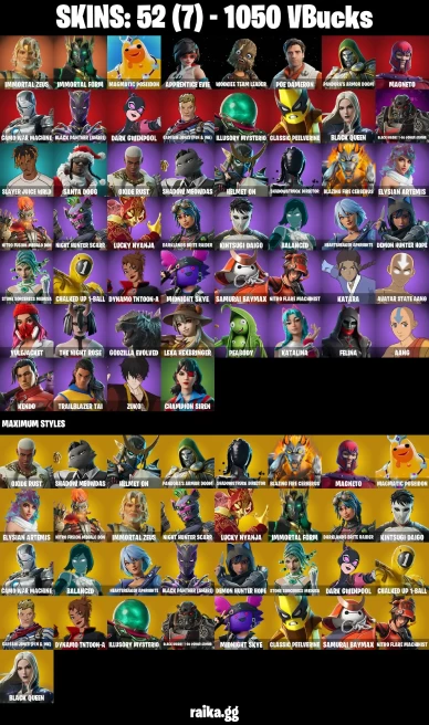 52 skins | Immortal Zeus | Immortal Form | Magmatic Poseidon | Apprentice Evie | Wookiee Team Leader | Poe Dameron | A2248