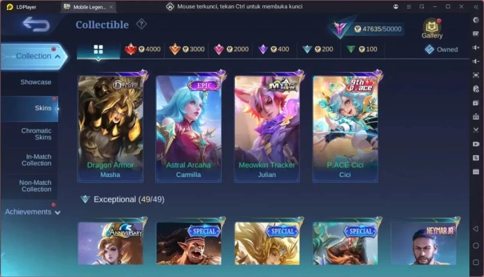 GLOBAL Hero 132 Skin 226|KOF Karina|CC Natalia|9th Fanny,Cici|Meowkin Hunter Julian|Naruto vale etc |Renowned Check SS ML1836B