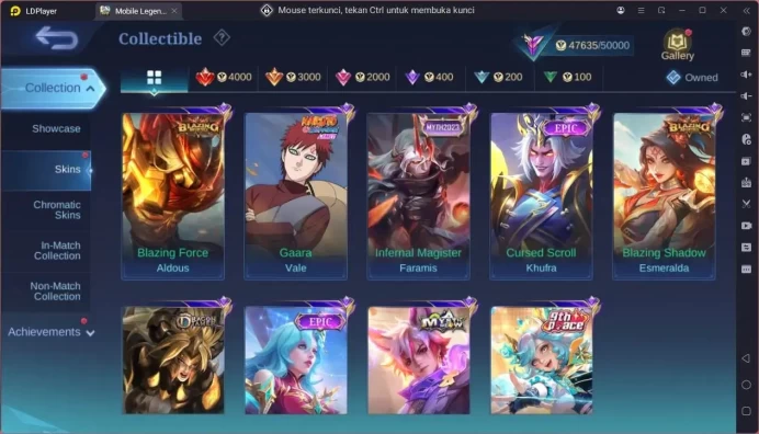 GLOBAL Hero 132 Skin 226|KOF Karina|CC Natalia|9th Fanny,Cici|Meowkin Hunter Julian|Naruto vale etc |Renowned Check SS ML1836B