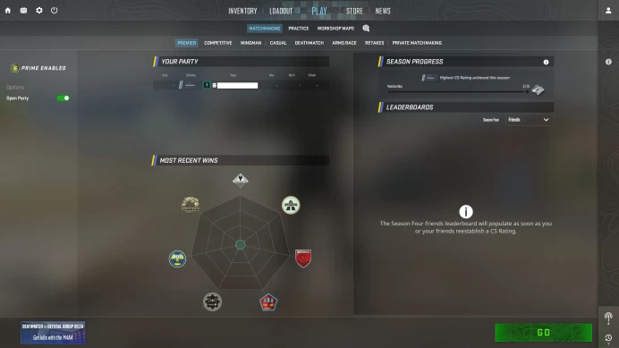 [ID:41096][PRIME][PREMIER MODE AVAILABLE][FACEIT READY][VERY RARE][1K H+][COMMENDATIONS 3x154] UN (UNRANKED || 0 MM || 1573 HOURS || MEDALS)