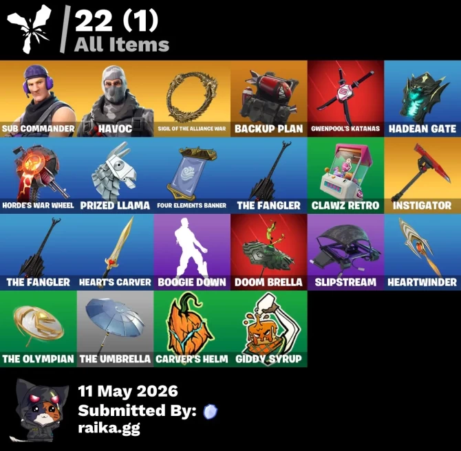 [PC/XBOX] 2 skins | Sub Commander | Havoc | Sigil of the Alliance War | Backup Plan | Gwenpool's Katanas | Hadean Gate | Prized Llama