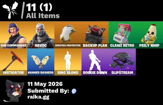 [PC/PSN/XBOX] 2 skins | Sub Commander | Havoc | Spectra Protector | Backup Plan | Clawz Retro | Peely Whip | Instigator | Nanner Bashers