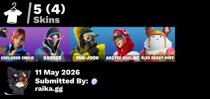[PC/PSN/XBOX] 5 skins | Explorer Emilie | Xander | Min-joon | Arctic Adeline | Sled Ready Guff | Lunar Hyperjet | Lectro Guard Pack