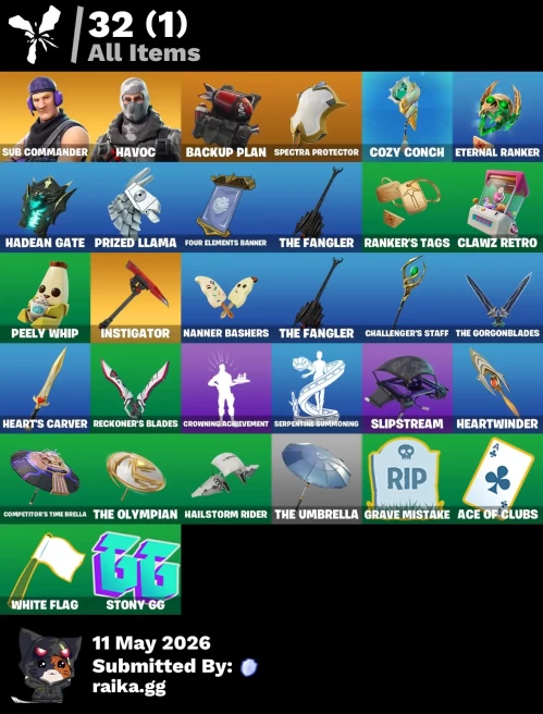 [PC/PSN] 2 skins | Sub Commander | Havoc | Spectra Protector | Backup Plan | Cozy Conch | Hadean Gate | Eternal Ranker | Prized Llama