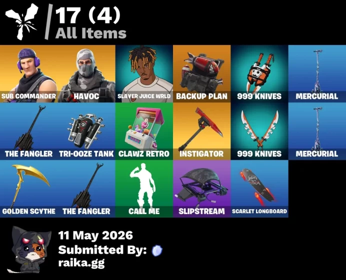 [PC/PSN/XBOX] 3 skins | Sub Commander | Havoc | Slayer Juice WRLD | Backup Plan | 999 Knives | Mercurial | The Fangler | Tri-Ooze Tank