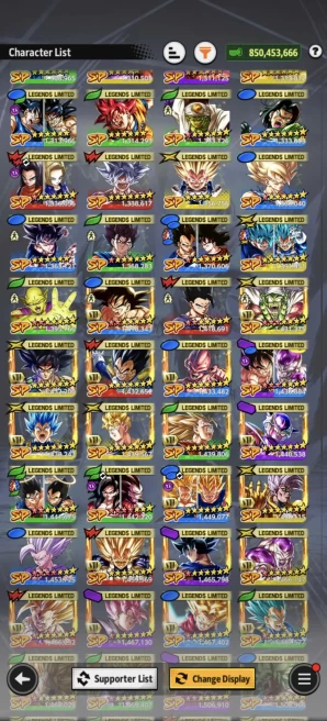 B162-LVEL 433-SUPER VIP RARE-20 ULTRA+2 LR(Vegito+Bardock)+850 MILLIONS POWERS+71 LEGENDS+VIP ZENKAI+VIP EQUIPMENT+MANY GOOD TEAM+VIP SPARKING