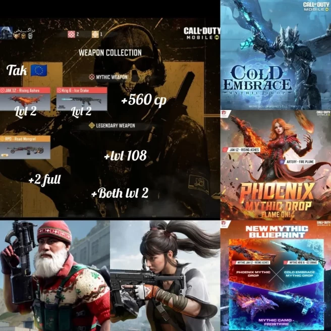 CoD Mobile | Indian 10cp | 2 Mythic | 1 Legend | JAK 12 Rising Ashes Krig 6 - Ice Drake 560 cp
