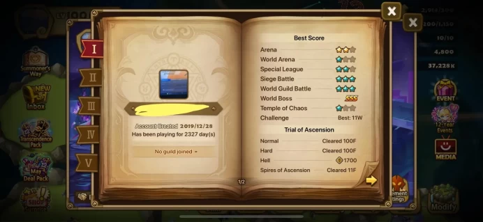 C2/P1/P2 | 4 LD5: Giana (Dark Oracle) + Dark Rick + Light Inosuke + Elena | 53 Nat5 | SPD 211 | Vio 192 | Desp 183 | Full Access | Europe