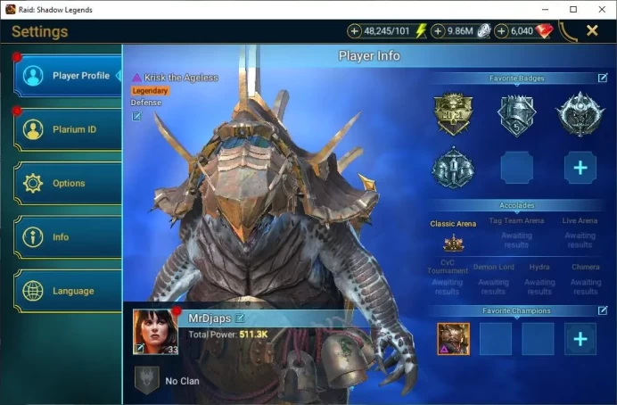Lv33 511K Power|1 Mythic(Ash'ner Dragonsoul)+26 Legend(Ninja,Ezio,MChelangelo,Xnomorph,Etc)|6K Gem+48K Energy|Plarium|(RRSL1380)